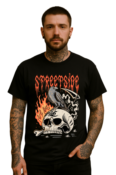 “Flaming Crow Skull” T-Shirt